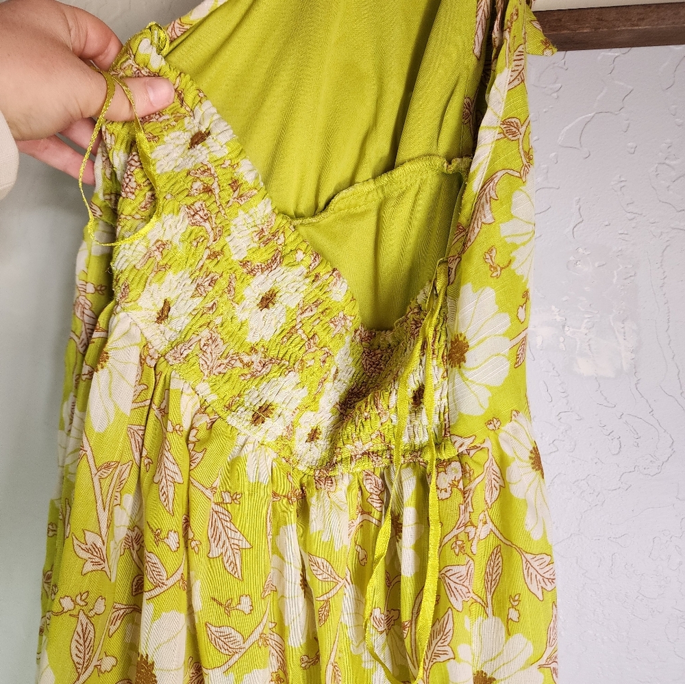 Band of the Free Keahi Lime Floral Halter Maxi Dress Size Medium - Picture 8 of 10